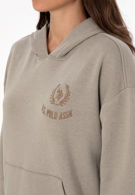 Kadın Açık Haki Kapüşonlu Sweatshirt - 50307796015