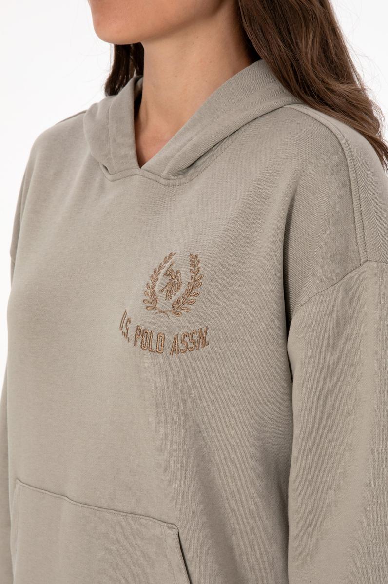 Kadın Açık Haki Kapüşonlu Sweatshirt