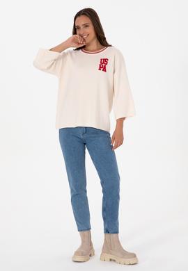 Kadın Krem Melanj Bisiklet Yaka Kazak - 50310214003