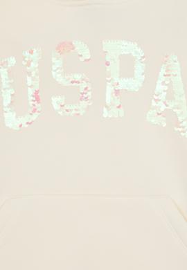 Kız Çocuk Krem Payet İşlemeli Şardonlu Kapüşonlu Basic Sweatshirt - 50314257076