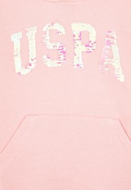 Kız Çocuk Toz Pembe Payet İşlemeli Şardonlu Kapüşonlu Basic Sweatshirt - 50314257084