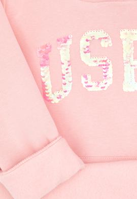 Kız Çocuk Toz Pembe Payet İşlemeli Şardonlu Kapüşonlu Basic Sweatshirt - 50314257084