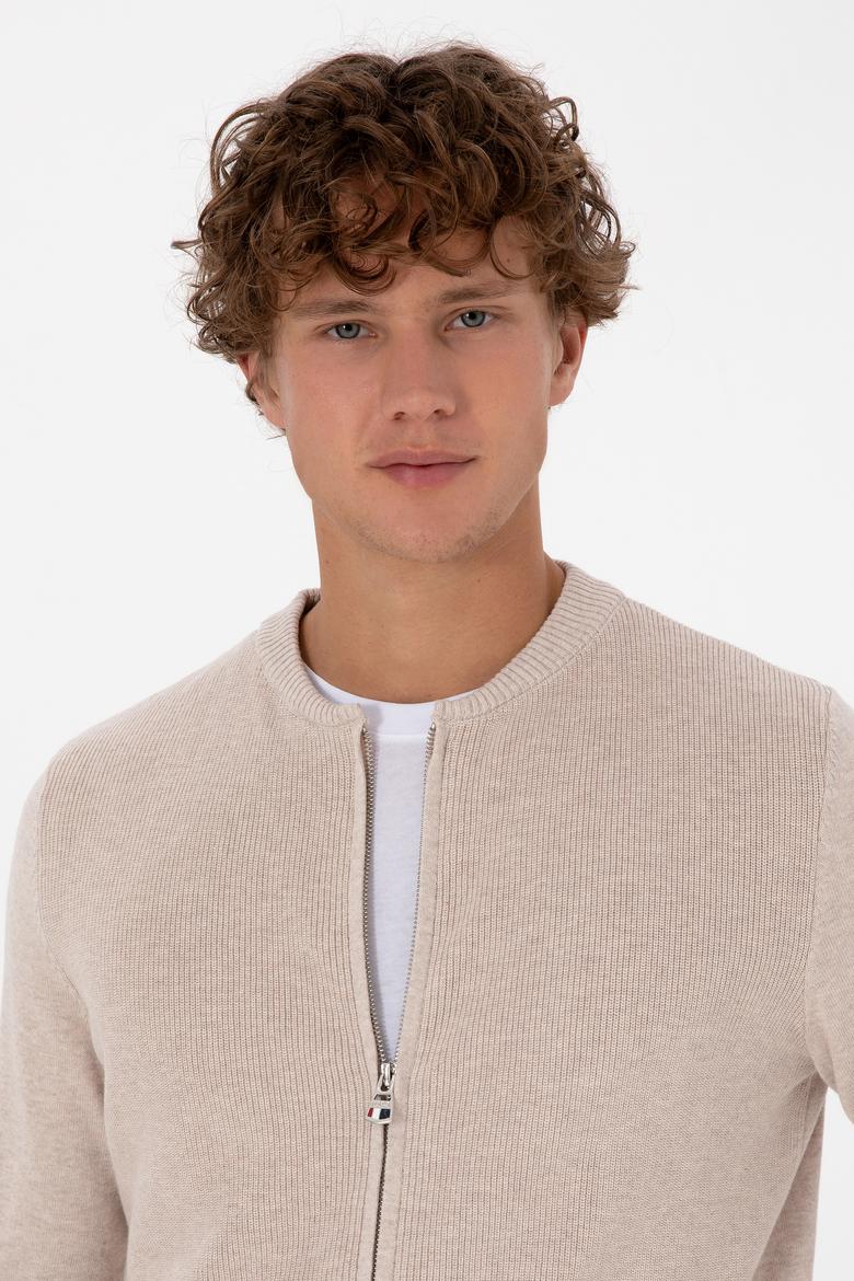 Erkek Taş Melanj Basic Triko Hırka - 50313721062