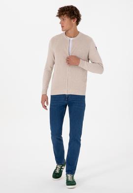 Erkek Taş Melanj Basic Triko Hırka - 50313721062