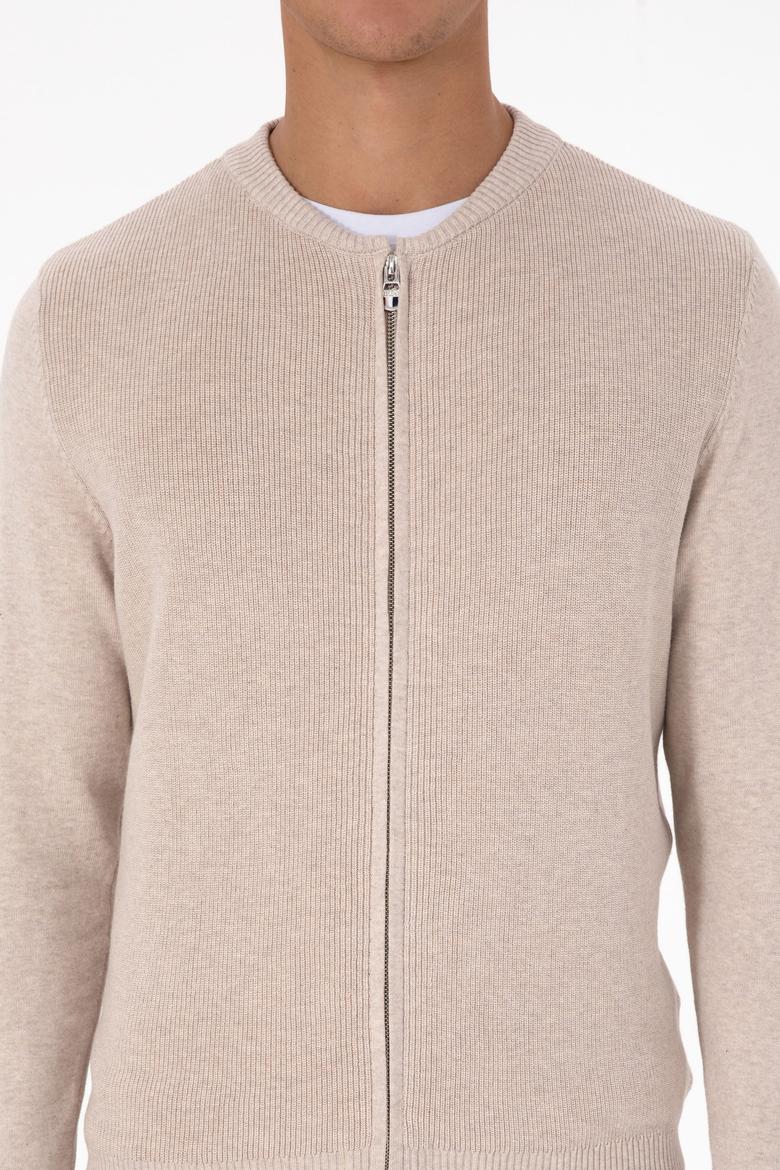 Erkek Taş Melanj Basic Triko Hırka - 50313721062