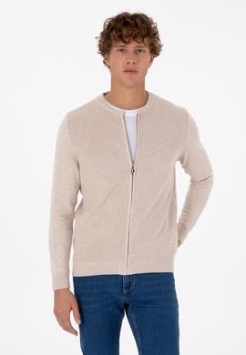 Erkek Taş Melanj Basic Triko Hırka - 50313721062