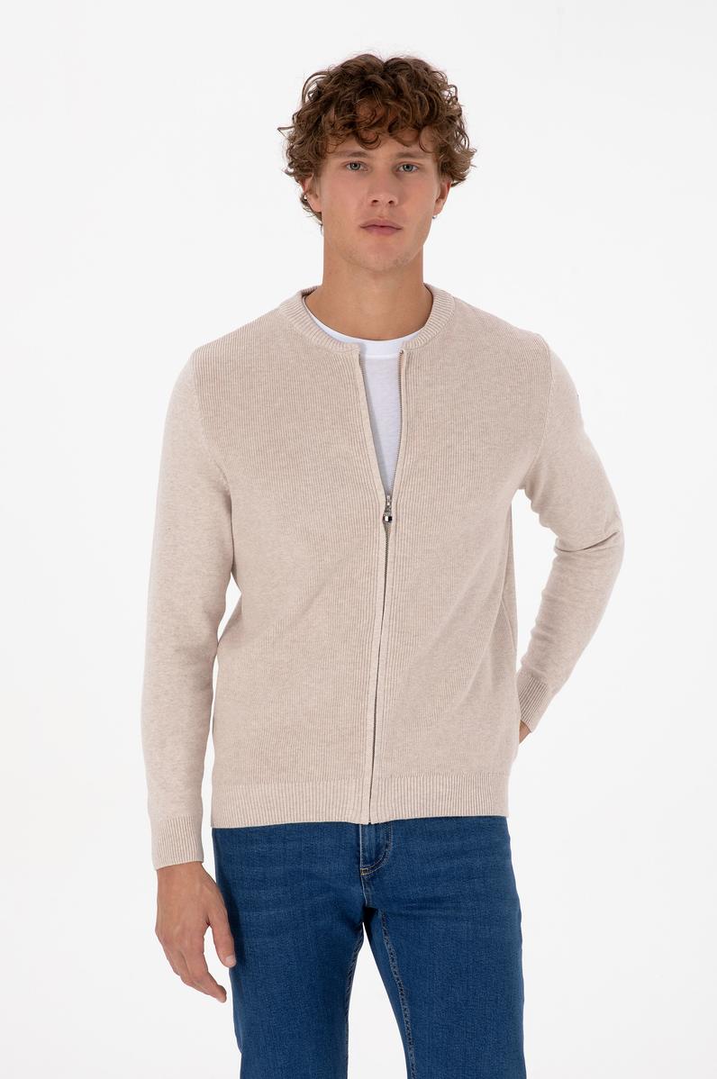 Erkek Taş Melanj Basic Triko Hırka