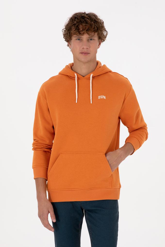 Erkek Oversize Fit Kapüşonlu Şardonlu Bakır Basic Sweatshirt