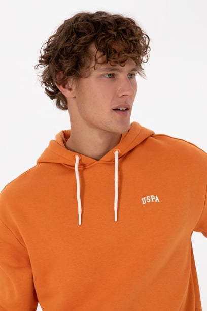 Erkek Oversize Fit Kapüşonlu Şardonlu Bakır Basic Sweatshirt