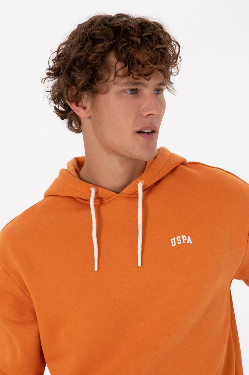 Erkek Oversize Fit Kapüşonlu Şardonlu Bakır Basic Sweatshirt