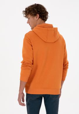 Erkek Oversize Fit Kapüşonlu Şardonlu Bakır Basic Sweatshirt - 50313782061