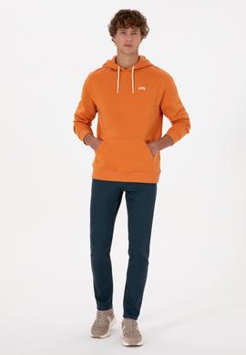 Erkek Oversize Fit Kapüşonlu Şardonlu Bakır Basic Sweatshirt - 50313782061