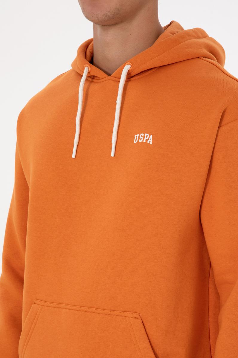 Erkek Oversize Fit Kapüşonlu Şardonlu Bakır Basic Sweatshirt