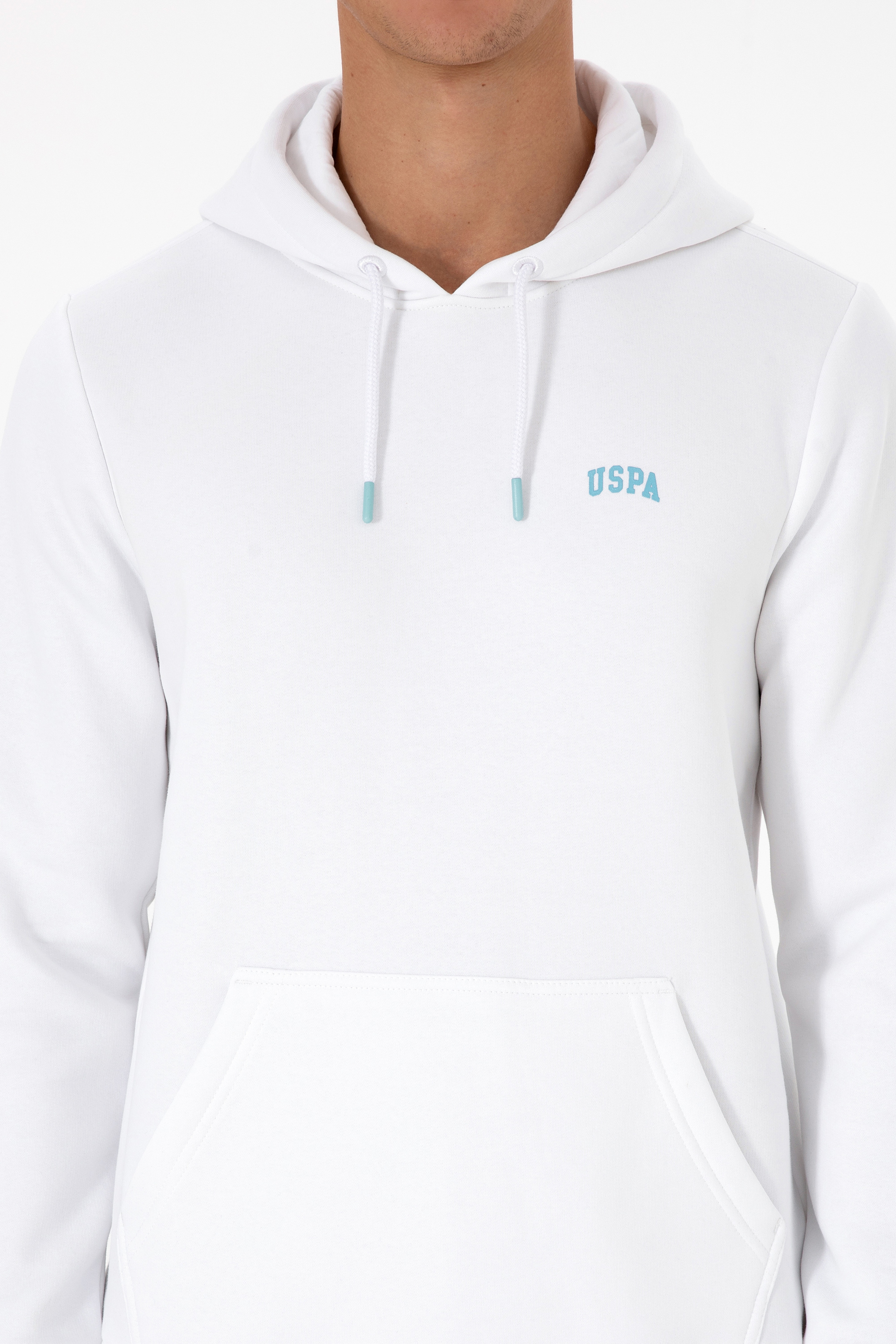 Erkek Regular Fit Kapüşonlu Şardonlu Beyaz Basic Sweatshirt - Image 6