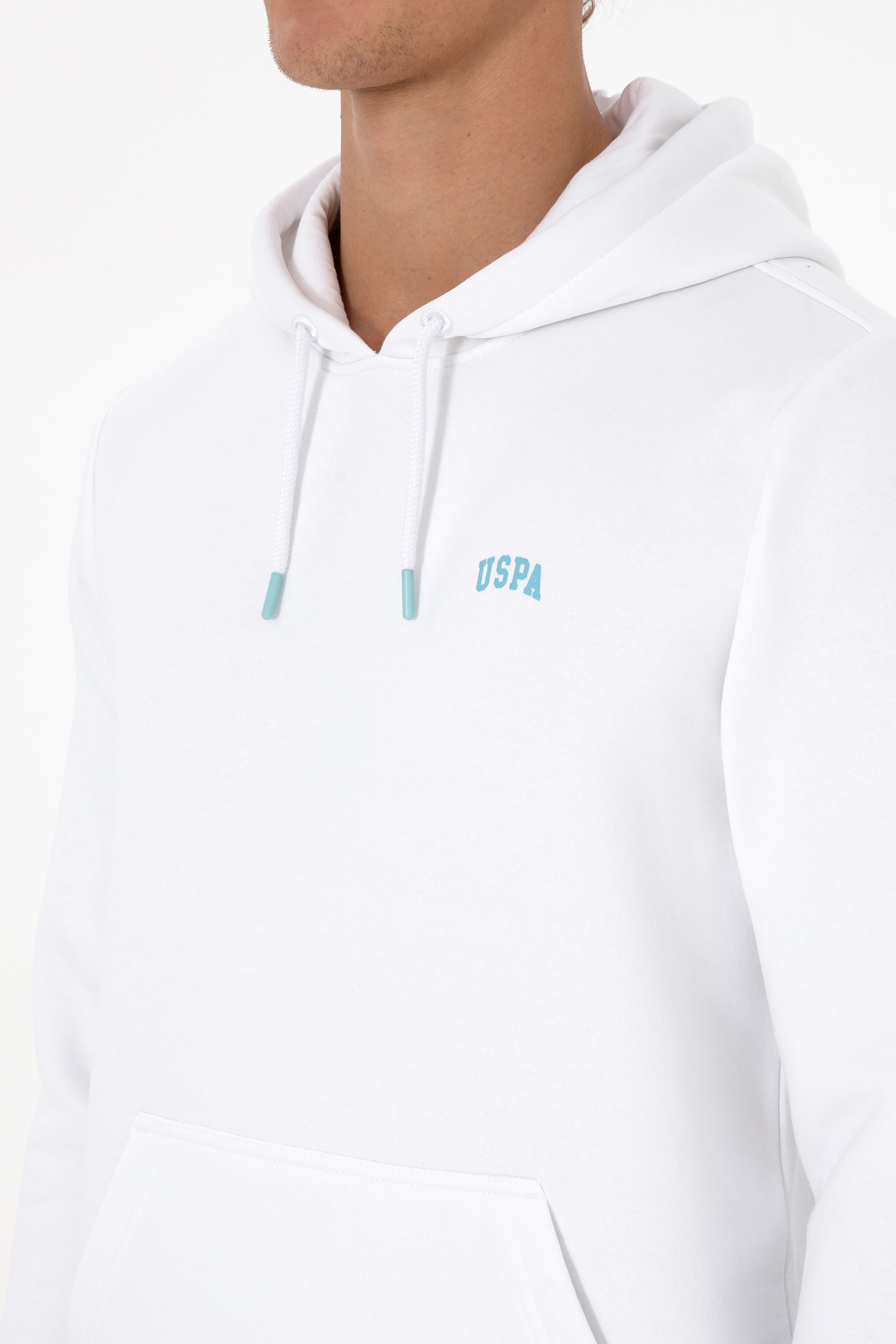 Erkek Regular Fit Kapüşonlu Şardonlu Beyaz Basic Sweatshirt - Image 7