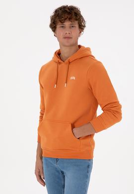 Erkek Regular Fit Kapüşonlu Şardonlu Bakır Basic Sweatshirt - 50315582211