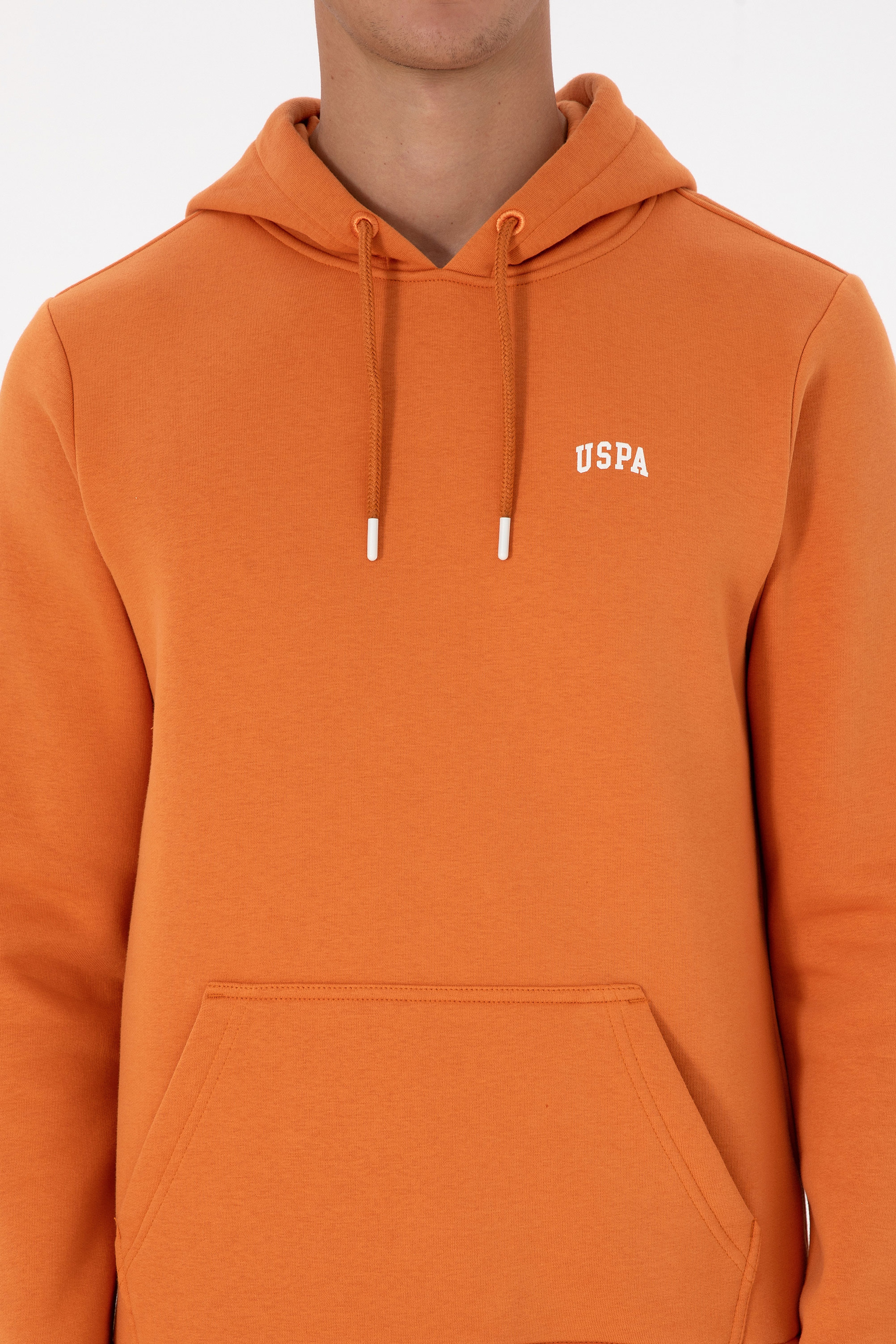 Erkek Regular Fit Kapüşonlu Şardonlu Bakır Basic Sweatshirt