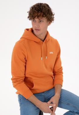 Erkek Regular Fit Kapüşonlu Şardonlu Bakır Basic Sweatshirt - 50315582211