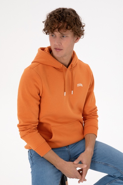 Erkek Regular Fit Kapüşonlu Şardonlu Bakır Basic Sweatshirt