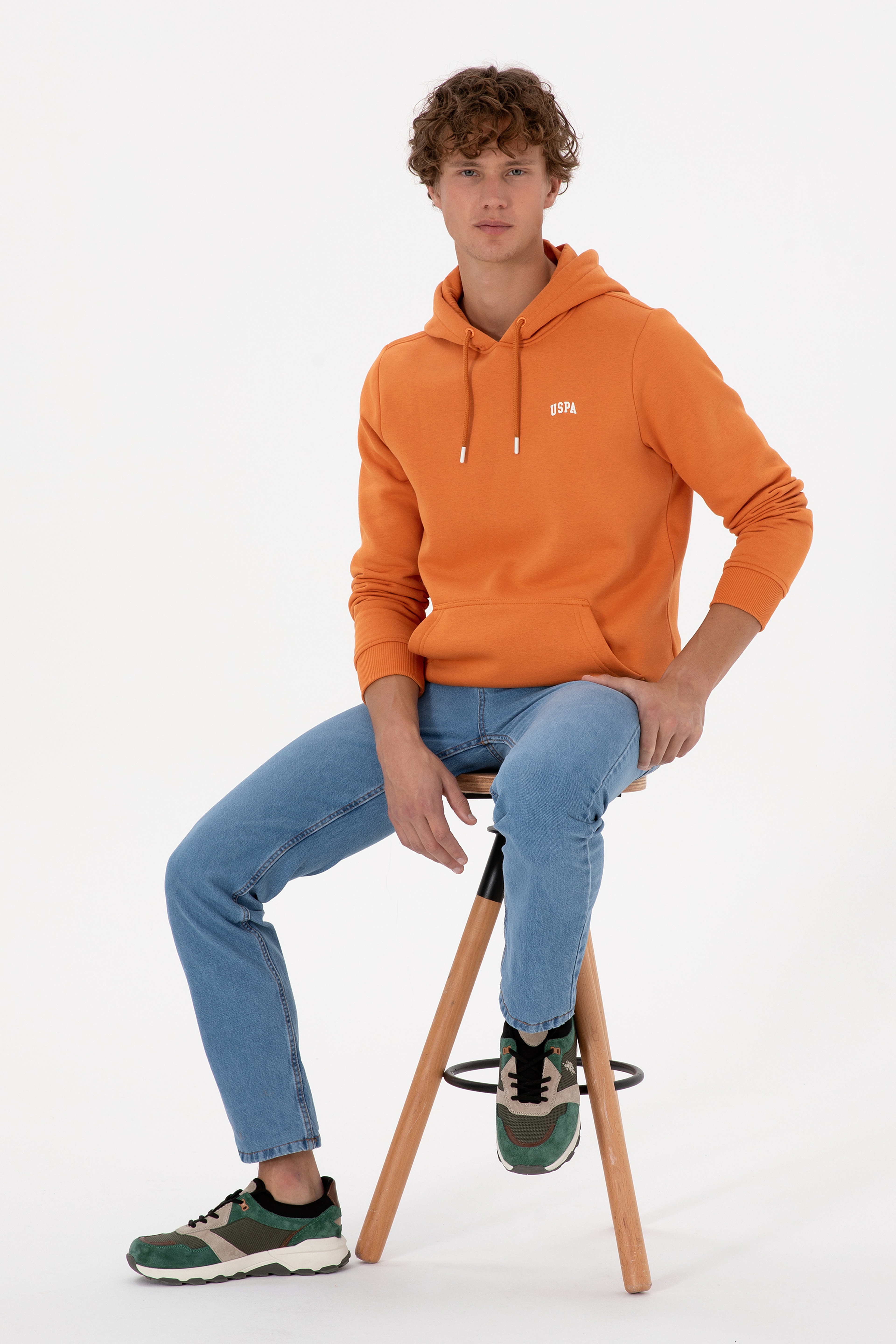 Erkek Regular Fit Kapüşonlu Şardonlu Bakır Basic Sweatshirt - Image 4