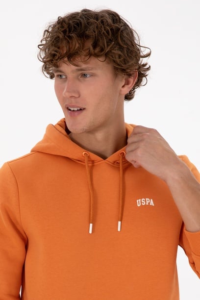 Erkek Regular Fit Kapüşonlu Şardonlu Bakır Basic Sweatshirt
