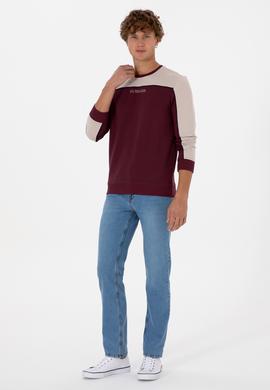 Erkek Regular Fit Bisiklet Yaka Bordo Sweatshirt - 50315507007