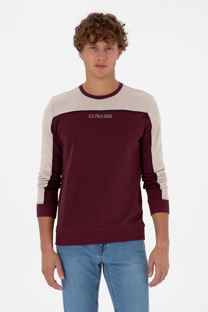 Erkek Regular Fit Bisiklet Yaka Bordo Sweatshirt