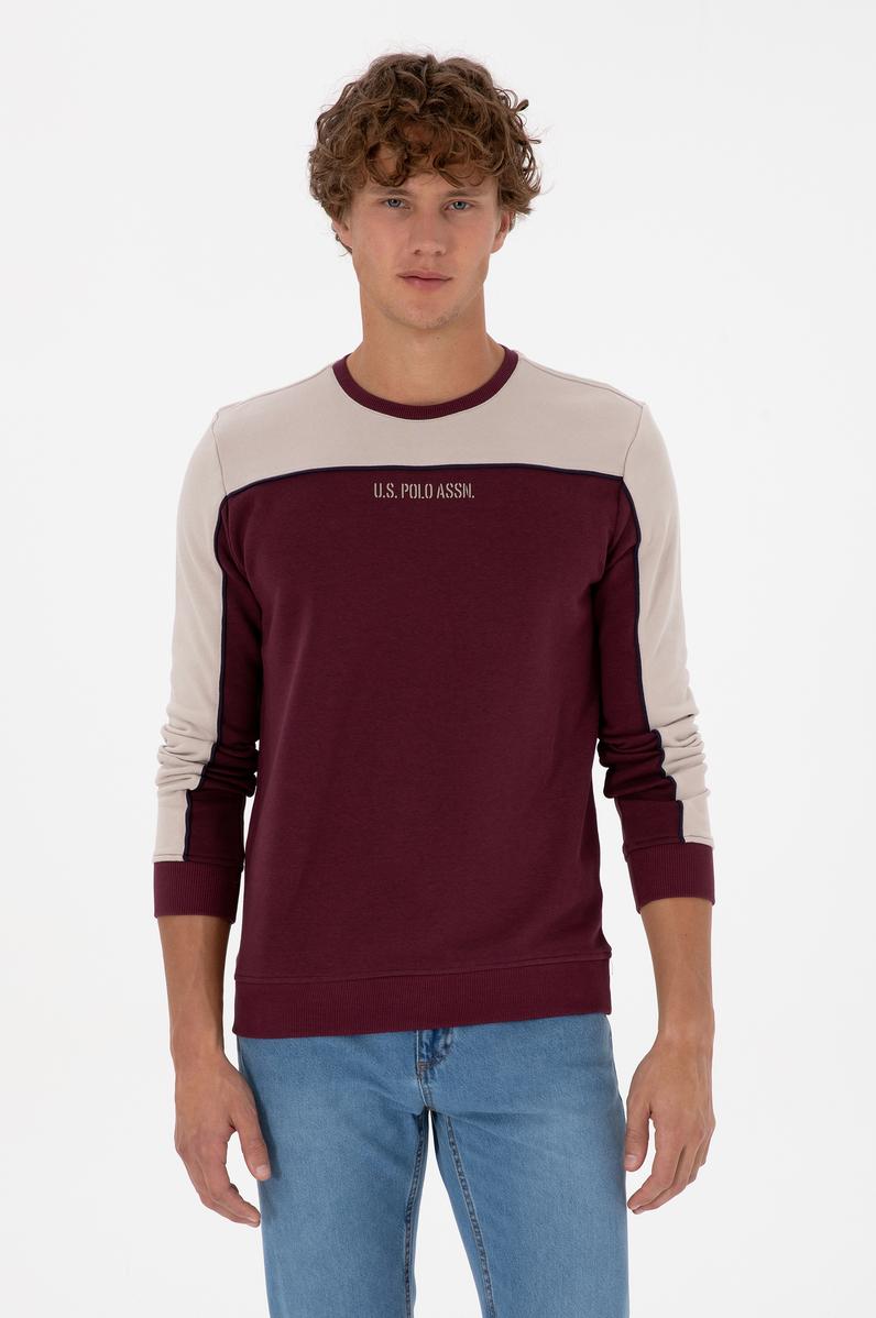 Erkek Regular Fit Bisiklet Yaka Bordo Sweatshirt