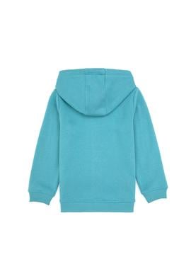 Erkek Çocuk Mint Örme Fermuarlı Kapüşonlu Hırka - 50313852076