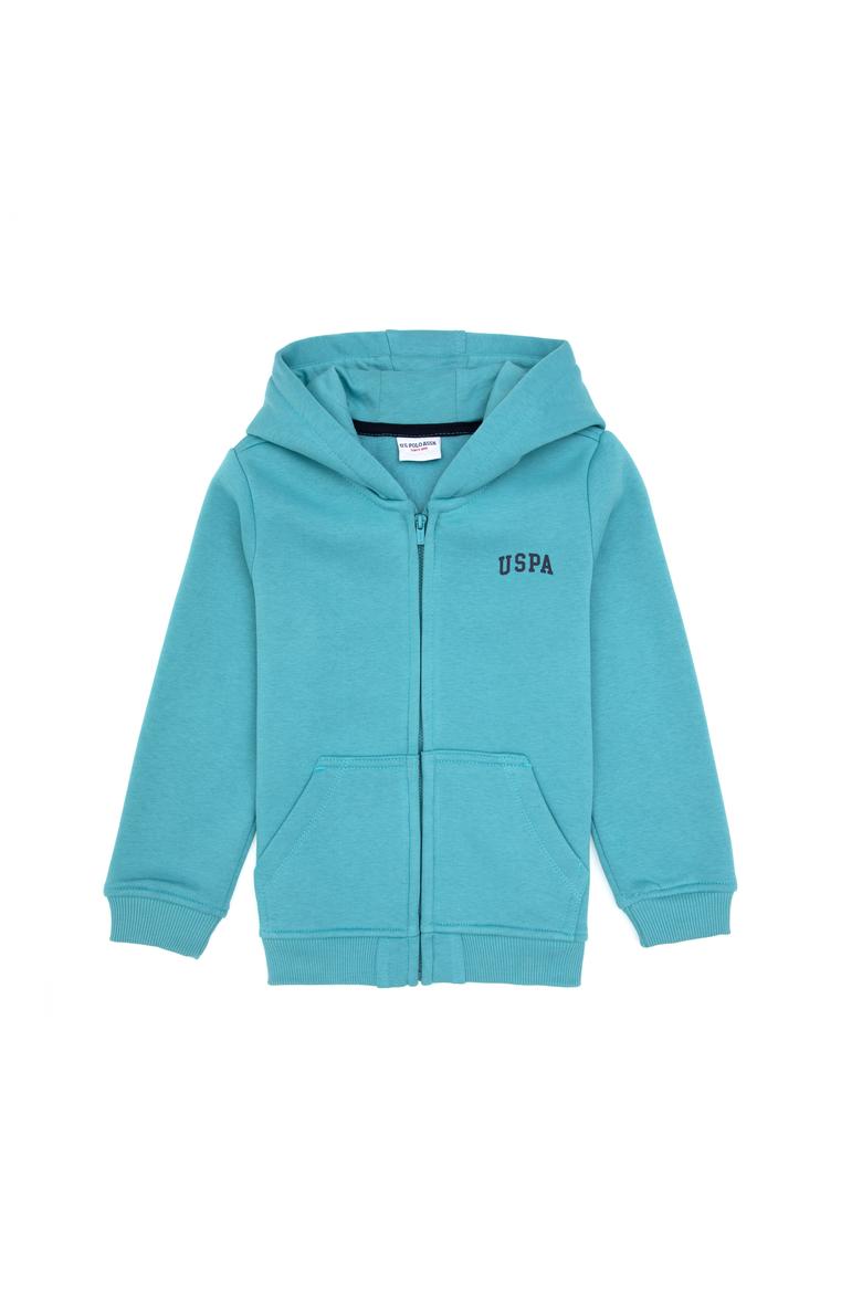 Erkek Çocuk Mint Örme Fermuarlı Kapüşonlu Hırka