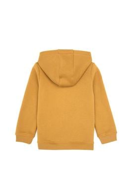 Erkek Çocuk Hardal Fermuarlı Kapüşonlu Örme Hırka - 50313852150