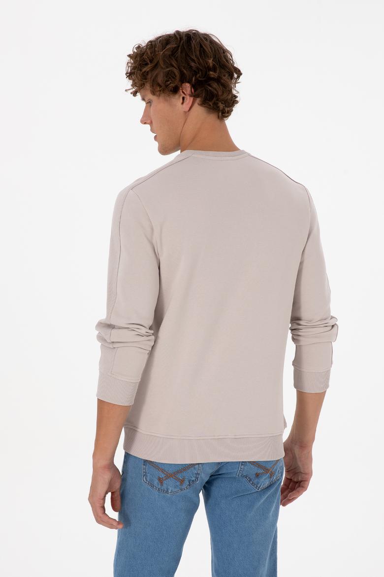 Erkek Regular Fit Bisiklet Yaka Taş Sweatshirt - 50315598019