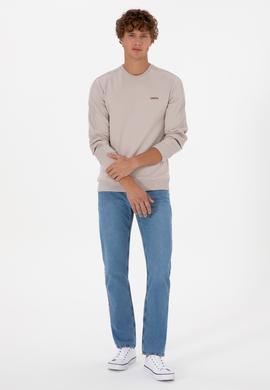 Erkek Regular Fit Bisiklet Yaka Taş Sweatshirt - 50315598019
