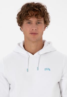 Erkek Regular Fit Kapüşonlu Şardonlu Beyaz Basic Sweatshirt - 50315582226