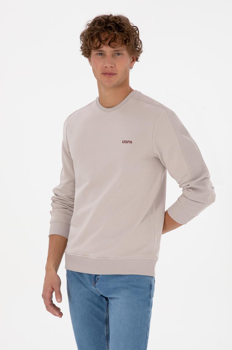 Erkek Regular Fit Bisiklet Yaka Taş Sweatshirt