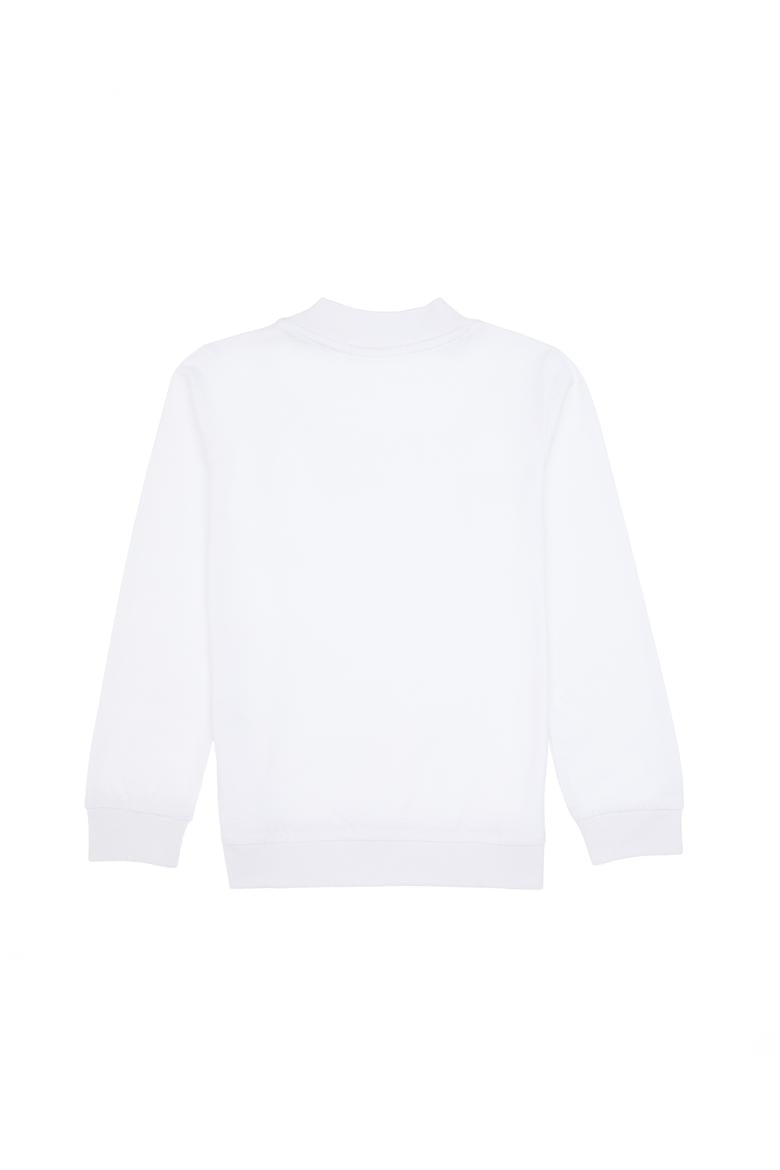 Erkek Çocuk Beyaz Basic Bisiklet Yaka Sweatshirt - 50314971035