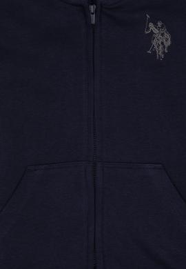 Erkek Çocuk Açık Lacivert Fermuarlı Kapüşonlu Sweatshirt - 50316706037