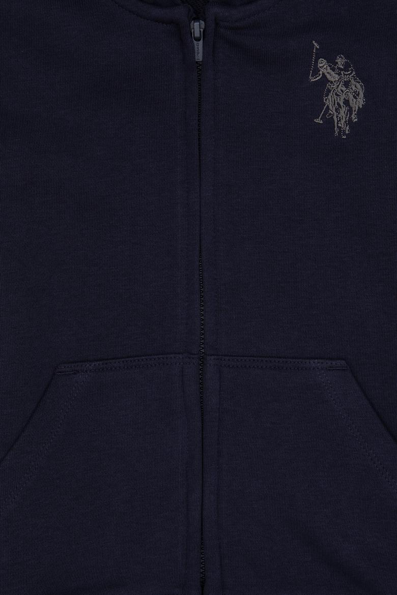 Erkek Çocuk Açık Lacivert Fermuarlı Kapüşonlu Sweatshirt - 50316706037