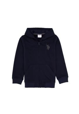 Erkek Çocuk Açık Lacivert Fermuarlı Kapüşonlu Sweatshirt - 50316706037