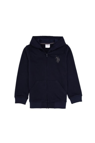 Erkek Çocuk Açık Lacivert Fermuarlı Kapüşonlu Sweatshirt