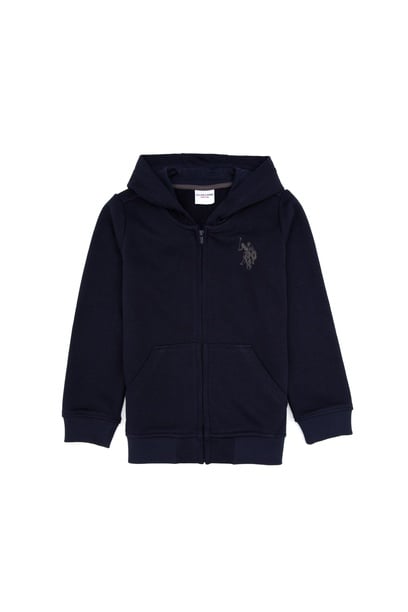 Erkek Çocuk Açık Lacivert Fermuarlı Kapüşonlu Sweatshirt
