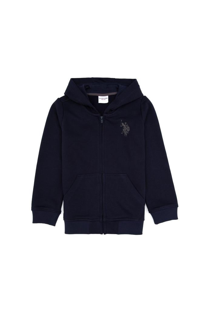 Erkek Çocuk Açık Lacivert Fermuarlı Kapüşonlu Sweatshirt