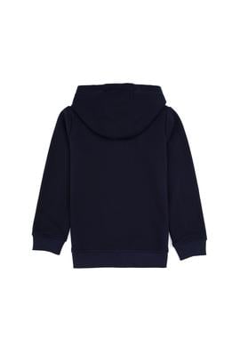 Erkek Çocuk Açık Lacivert Fermuarlı Kapüşonlu Sweatshirt - 50316706037