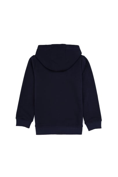 Erkek Çocuk Açık Lacivert Fermuarlı Kapüşonlu Sweatshirt