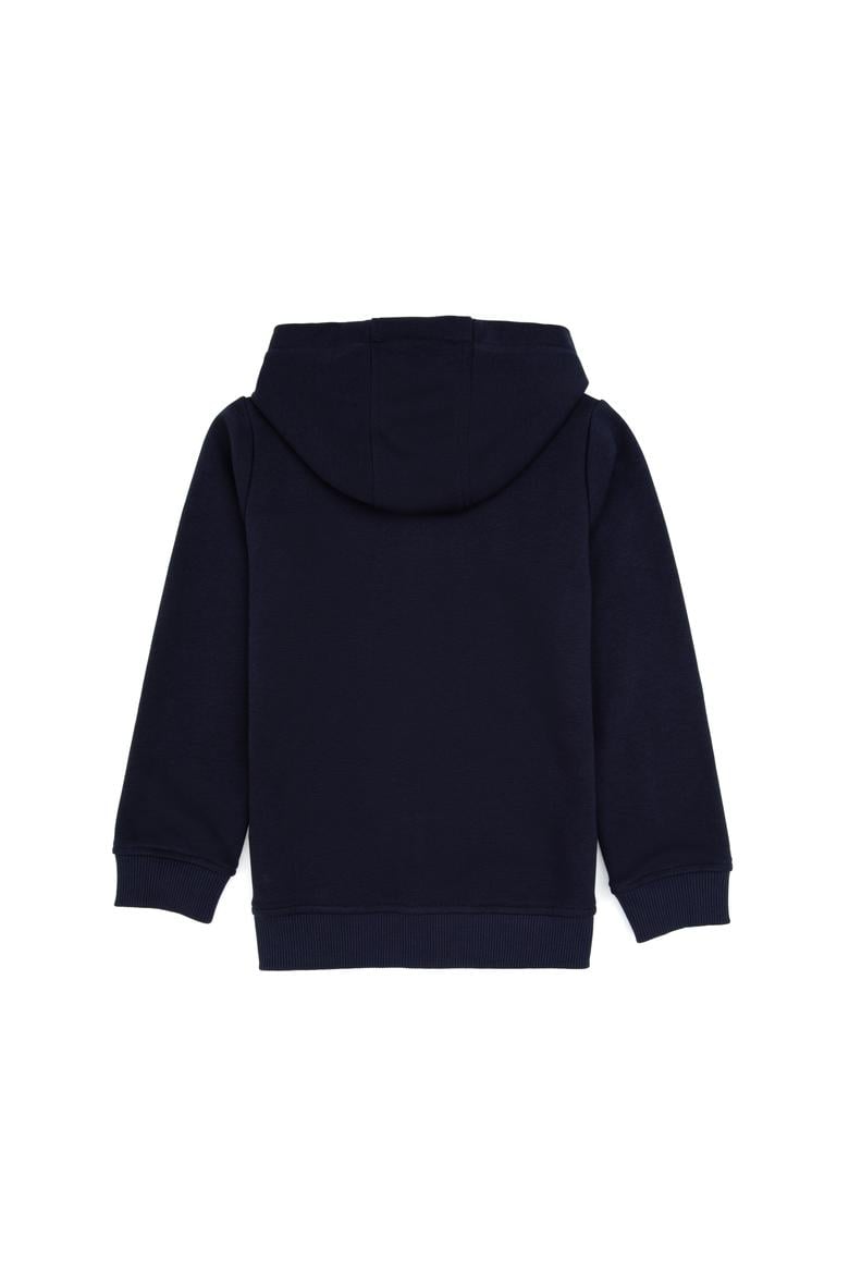 Erkek Çocuk Açık Lacivert Fermuarlı Kapüşonlu Sweatshirt - 50316706037