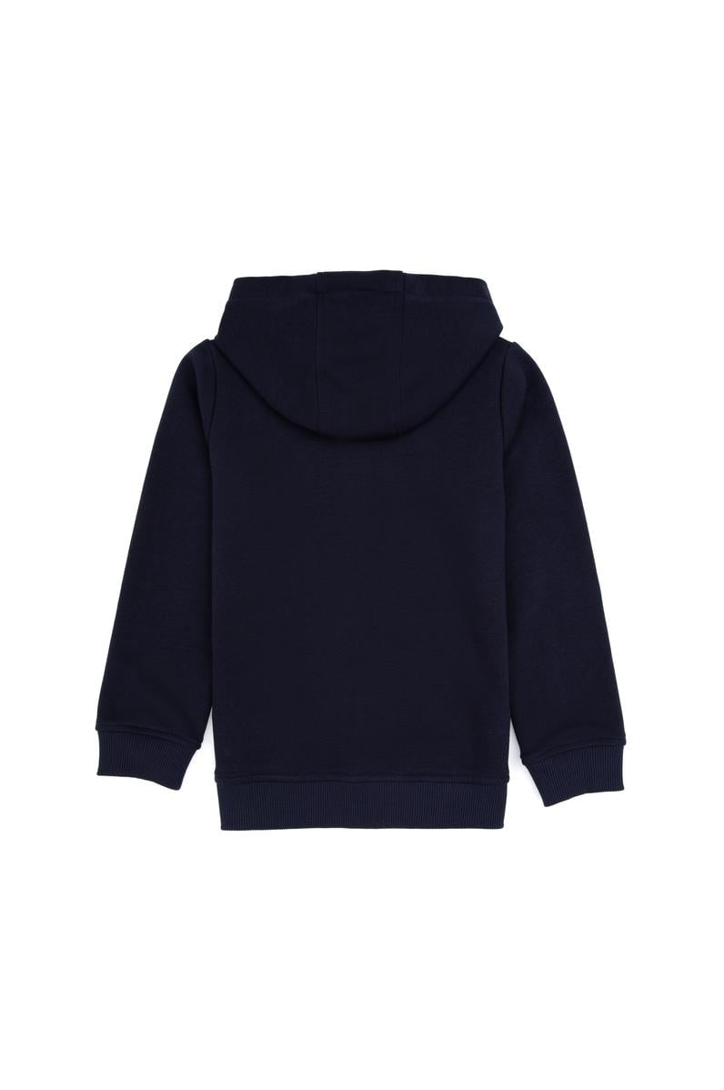 Erkek Çocuk Açık Lacivert Fermuarlı Kapüşonlu Sweatshirt