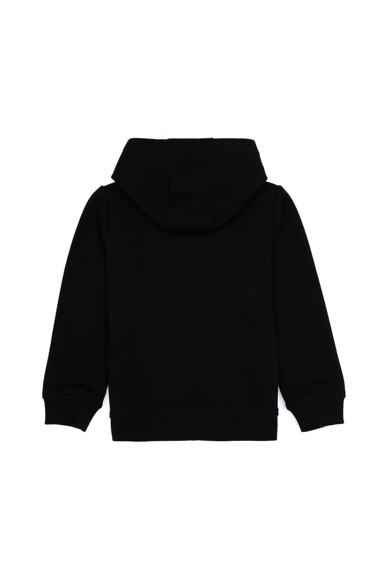 Erkek Çocuk Siyah Fermuarlı Kapüşonlu Sweatshirt