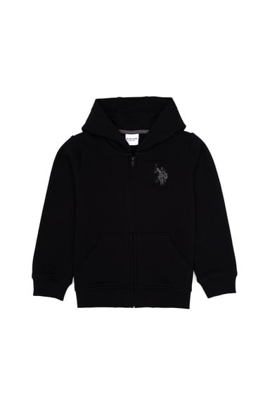 Erkek Çocuk Siyah Fermuarlı Kapüşonlu Sweatshirt