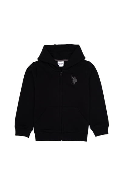 Erkek Çocuk Siyah Fermuarlı Kapüşonlu Sweatshirt