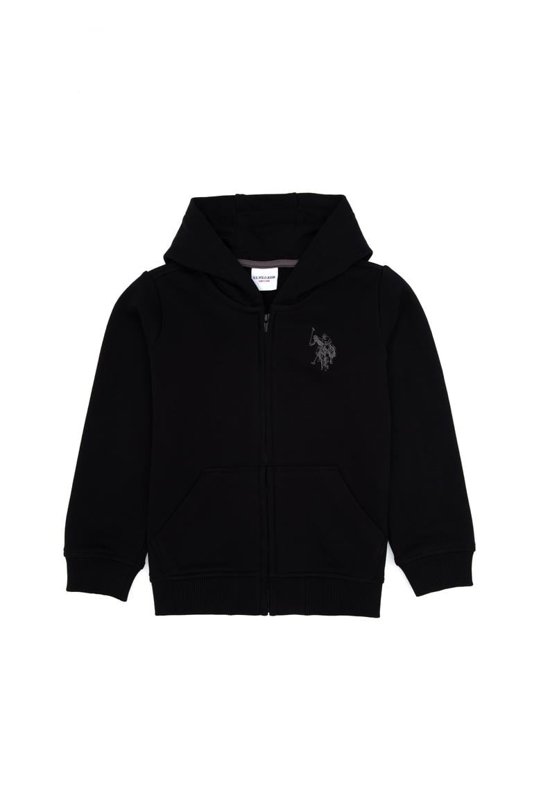 Erkek Çocuk Siyah Fermuarlı Kapüşonlu Sweatshirt